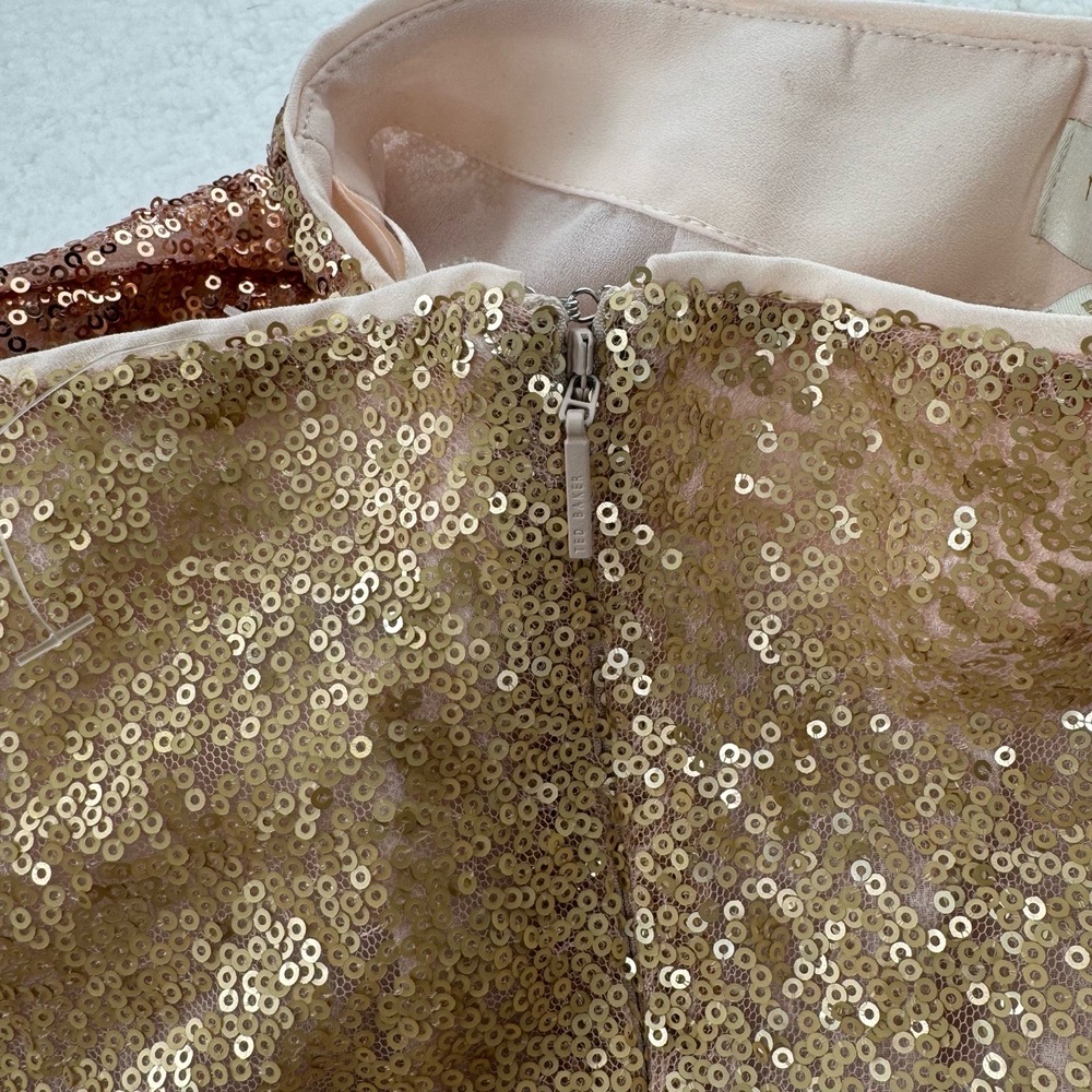Ted Baker Velina Asymmetric Hem Sequin Embellished Midi Skirt Sz 1 NWT - Picture 10 of 10